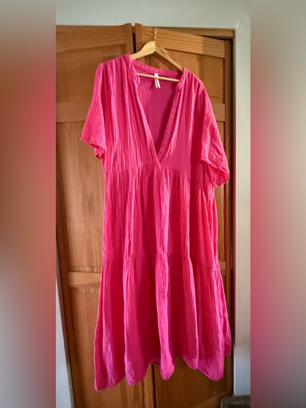 Anthropologie Tiered deep V-Neck Dress